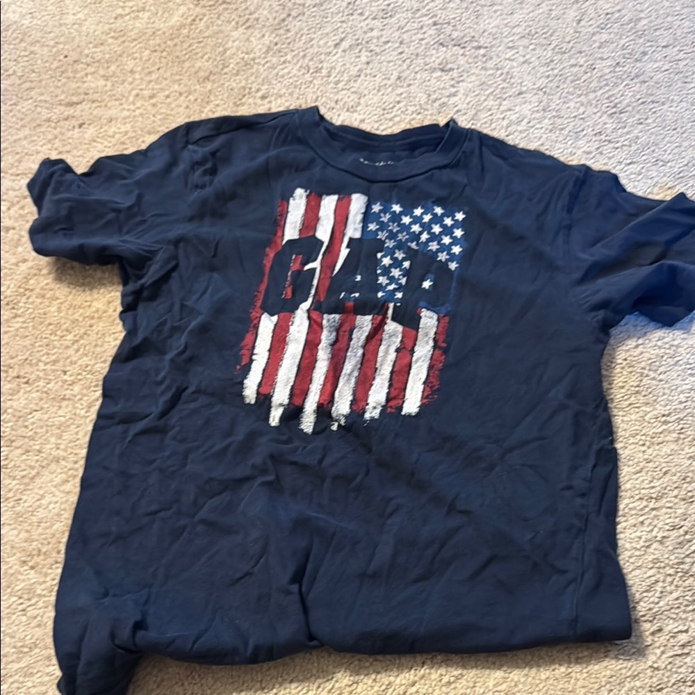 GAP Blue Short Sleeve Tee with American Flag Graphic